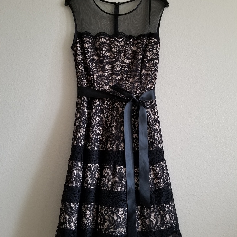 Black / nude lace cocktail dress